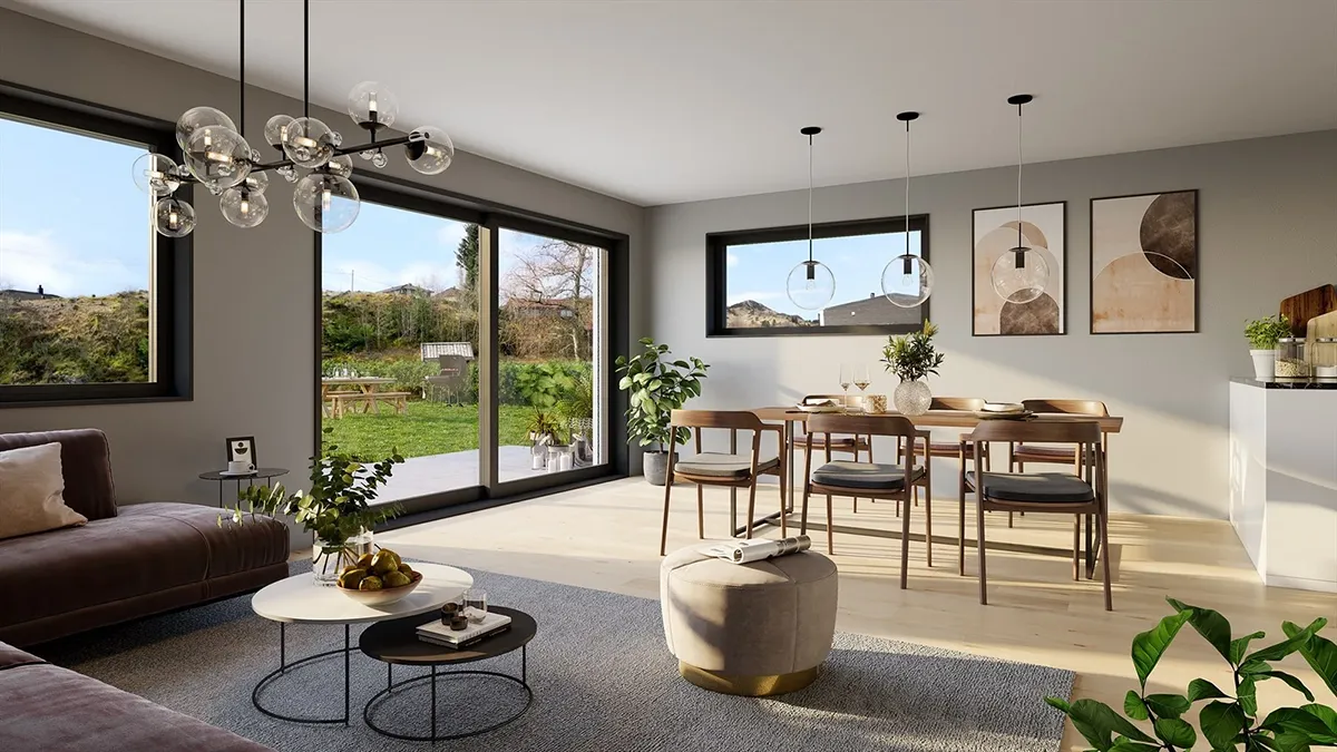 Tomannsbolig interiør illustrasjon.